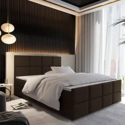 Lit Boxspring ARIEL 160X200 CM SAWANA 16, Marron, Lit avec matelas et rangement