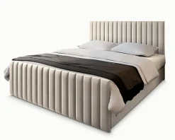 Lit Boxspring ARION 140X200 CM PAROS 02, Beige, Lit avec matelas et rangement