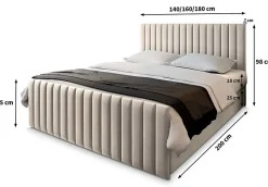 Lit Boxspring ARION 160X200 CM KRONOS 19, Vert foncé, Lit avec matelas et rangement