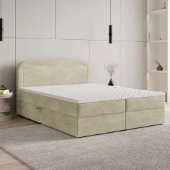 Lit Boxspring ARMEL 180X200 CM MONOLITH 04, Crème, Lit avec matelas et rangement