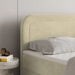 Lit Boxspring ARMEL 180X200 CM MONOLITH 04, Crème, Lit avec matelas et rangement