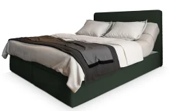 Lit Boxspring ASTOR 180X200 CM LINCOLN 39, Vert foncé, Lit avec matelas et rangement