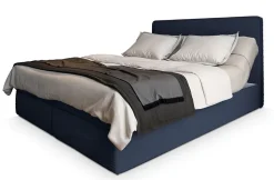 Lit Boxspring ASTOR 160X200 CM LINCOLN 77, Bleu, Lit avec matelas et rangement