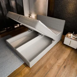 Lit Boxspring ASTOR 160X200 CM LINCOLN 77, Bleu, Lit avec matelas et rangement