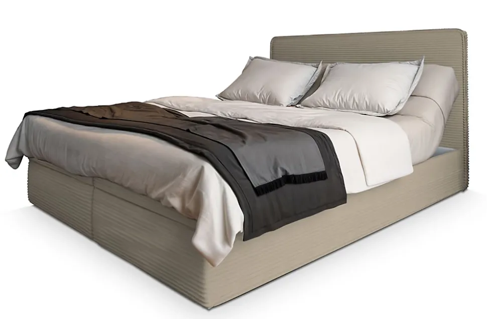 Lit Boxspring ASTOR 180X200 CM LINCOLN 83, Beige, Lit avec matelas et rangement