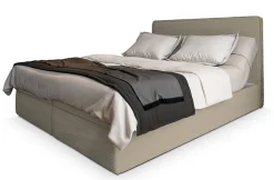 Lit Boxspring ASTOR 160X200 CM LINCOLN 83, Beige, Lit avec matelas et rangement