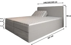 Lit Boxspring ASTOR 160X200 CM LINCOLN 83, Beige, Lit avec matelas et rangement