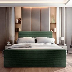 Lit Boxspring BRENTO 180X200 CM TILIA 86, Gris clair, Lit avec matelas et rangement