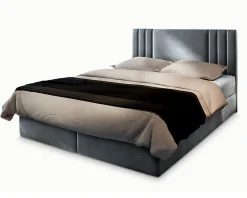 Lit Boxspring BRES 160X200 CM CASABLANCA 14, Gris clair, Lit avec matelas et rangement