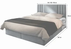 Lit Boxspring BRES 160X200 CM CASABLANCA 14, Gris clair, Lit avec matelas et rangement