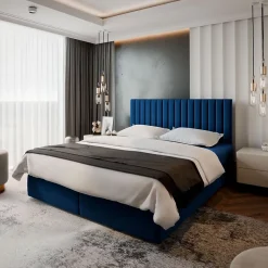 Lit Boxspring BRESEL 180X200 CM KRONOS 09, Bleu, Lit avec matelas et rangement