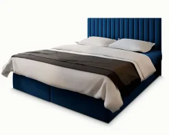 Lit Boxspring BRESEL 180X200 CM KRONOS 09, Bleu, Lit avec matelas et rangement