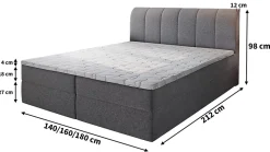 Lit Boxspring CEVANO 180x200 CM COSMIC 800, Marron, Lit avec matelas et rangement