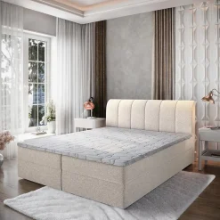 Lit Boxspring CEVANO 160X200 CM COSMIC 10, Beige, Lit avec matelas et rangement