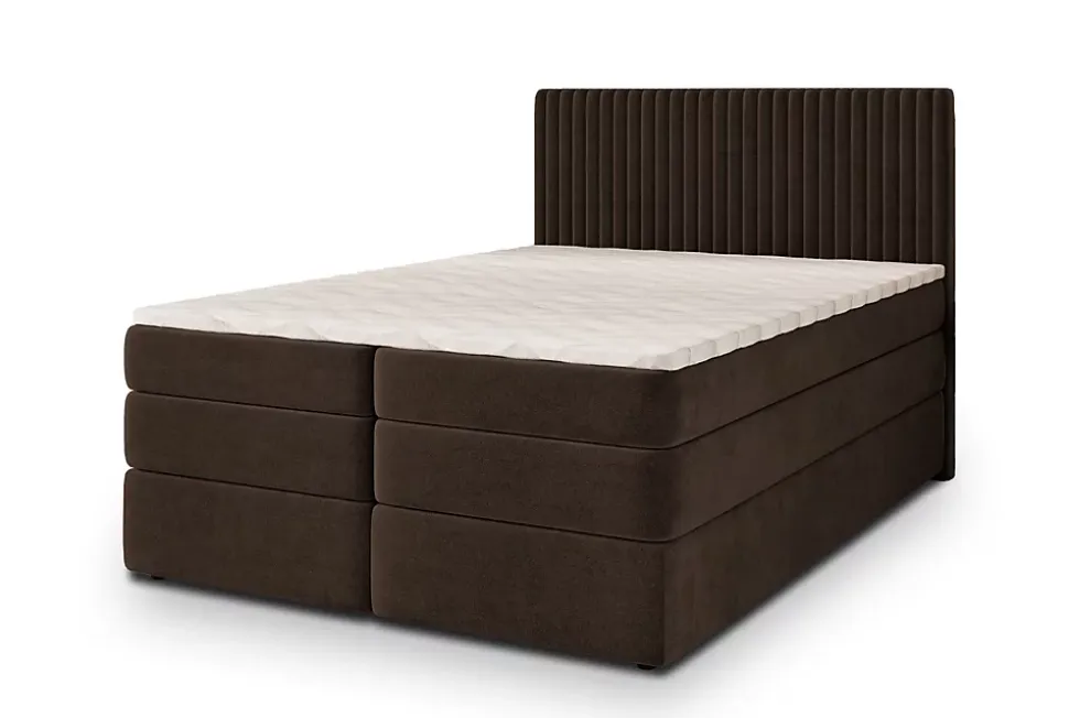 Lit Boxspring FELBIO 160X200 CM KRONOS 06, Marron, Lit avec matelas et rangement