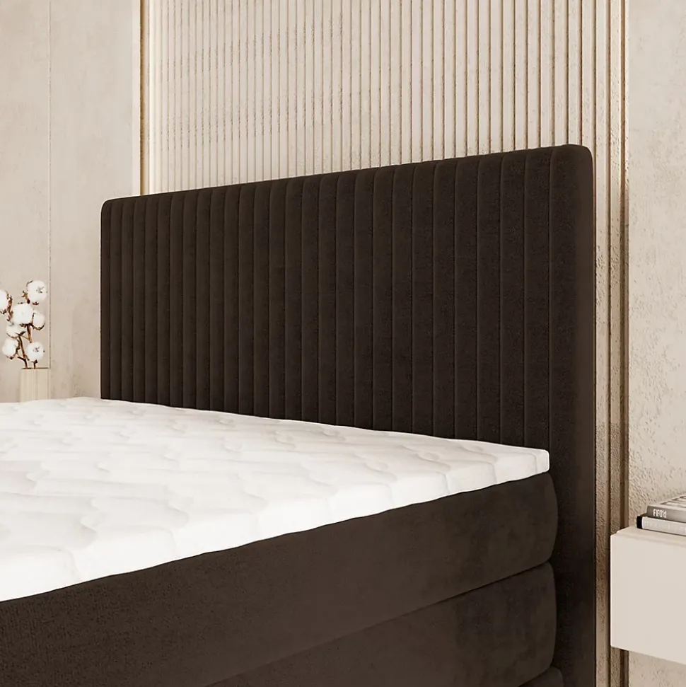 Lit Boxspring FELBIO 160X200 CM KRONOS 06, Marron, Lit avec matelas et rangement