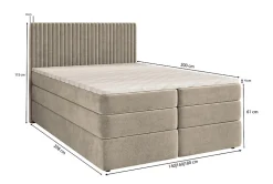 Lit Boxspring FELBIO 160X200 CM KRONOS 19, Vert foncé, Lit avec matelas et rangement