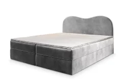 Lit Boxspring FLUVIA 140X200 CM MONOLITH 84, Gris clair, Lit avec matelas et rangement