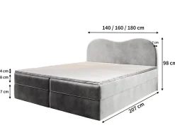 Lit Boxspring FLUVIA 180X200 CM MONOLITH 04, Crème, Lit avec matelas et rangement