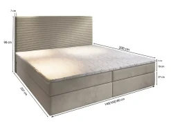 Lit Boxspring GIARRO 140X200 CM POSO 05 + KRONOS 05, Bleu, Lit avec matelas et rangement