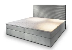 Lit Boxspring GIARRO 180X200 CM POSO 55 + PAROS 05, Gris clair, Lit avec matelas et rangement