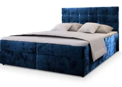 Lit Boxspring GLOS 180X200 CM KRONOS 09, Bleu, Lit avec matelas et rangement