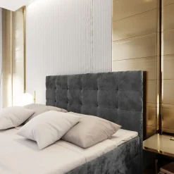 Lit Boxspring GLOS 180X200 CM KRONOS 09, Bleu, Lit avec matelas et rangement