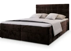 Lit Boxspring GLOS 140X200 CM KRONOS 06, Marron, Lit avec matelas et rangement