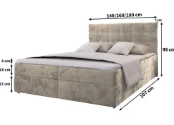 Lit Boxspring GLOS 140X200 CM KRONOS 06, Marron, Lit avec matelas et rangement
