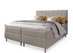 Lit Boxspring IBIZA 140X200 CM INARI 22, Beige, Lit avec matelas et rangement
