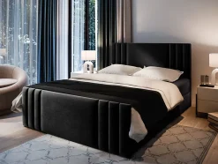 Lit Boxspring KANES 140X200 CM CASABLANCA 16, Noir, Lit avec matelas et rangement