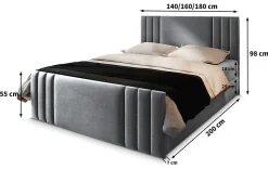 Lit Boxspring KANES 180X200 CM CASABLANCA 13, Bleu, Lit avec matelas et rangement