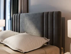 Lit Boxspring KANES 180X200 CM CASABLANCA 08, Marron, Lit avec matelas et rangement