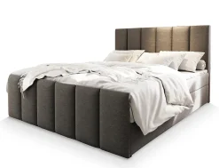 Lit Boxspring LAGO 180X200 CM SAWANA 21, Gris clair, Lit avec matelas et rangement