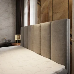 Lit Boxspring LAGO 180X200 CM SAWANA 21, Gris clair, Lit avec matelas et rangement