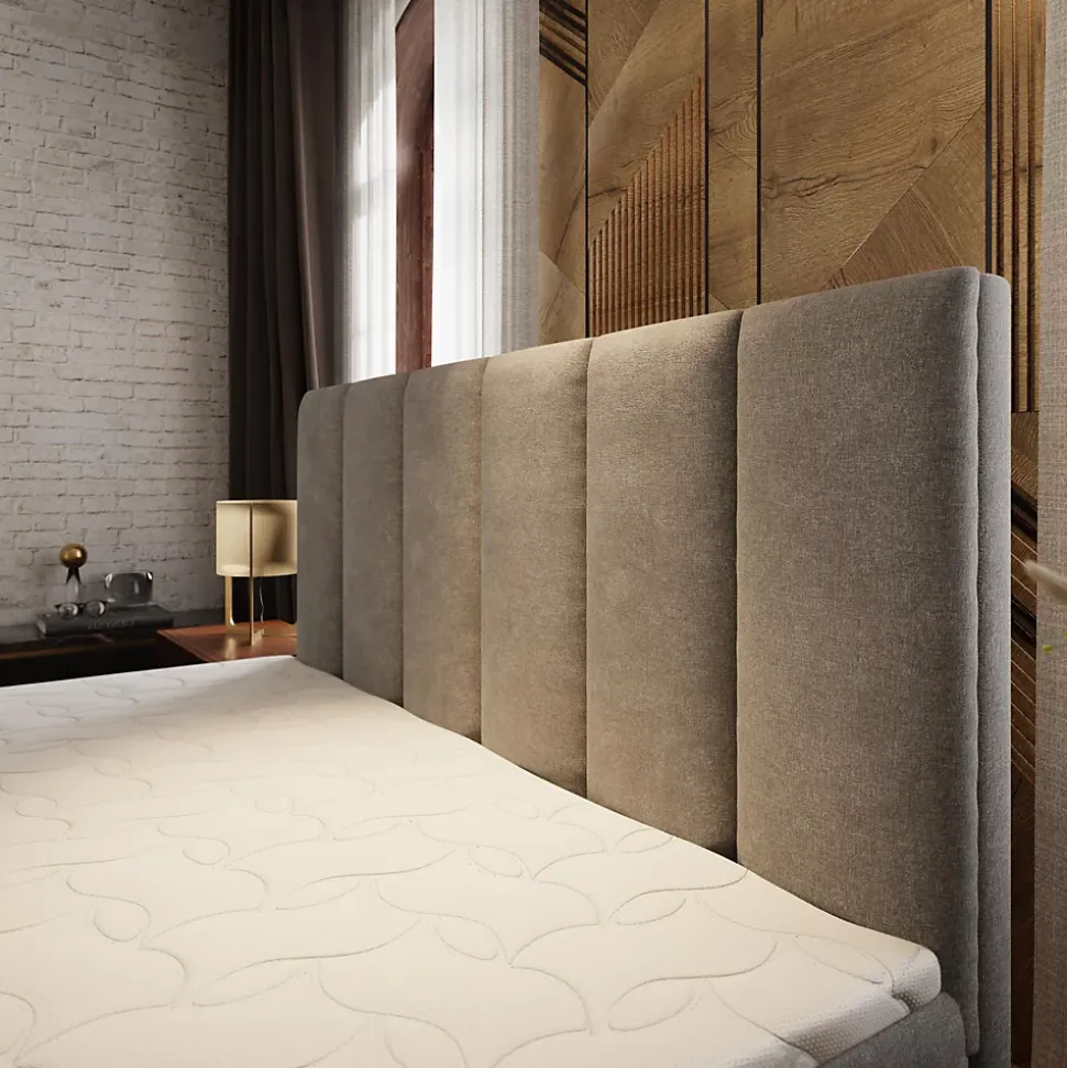 Lit Boxspring LAGO 140X200 CM SAWANA 16, Marron, Lit avec matelas et rangement