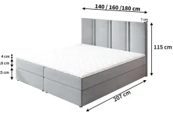 Lit Boxspring LARIO 160X200 CM KRONOS 09, Bleu, Lit avec matelas et rangement