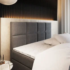 Lit Boxspring LENA 180X200 CM KRONOS 19, Vert, Lit avec matelas et rangement