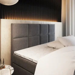 Lit Boxspring LENA 160X200 CM KRONOS 34, Graphite, Lit avec matelas et rangement