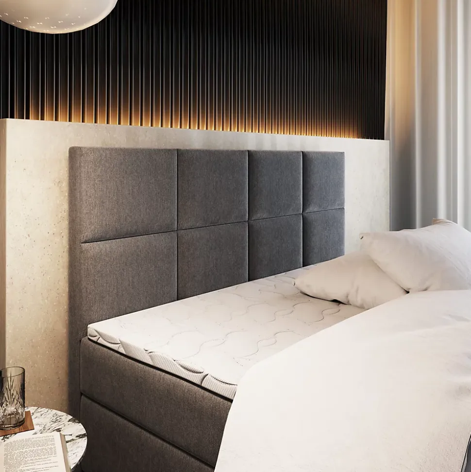 Lit Boxspring LENA 160X200 CM KRONOS 27, Rose, Lit avec matelas et rangement