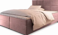 Lit Boxspring LENA 160X200 CM KRONOS 27, Rose, Lit avec matelas et rangement