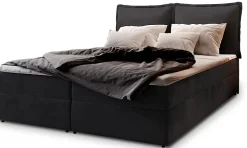 Lit Boxspring LENTE 160X200 CM MONOLITH 95, Noir, Lit avec matelas et rangement