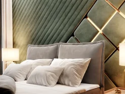 Lit Boxspring LENTE 140X200 CM MONOLITH 02, Crème, Lit avec matelas et rangement