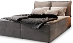 Lit Boxspring LENTE 180X200 CM MONOLITH 85, Gris, Lit avec matelas et rangement