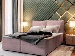 Lit Boxspring LENTE 180X200 CM LINCOLN 61, Rose, Lit avec matelas et rangement