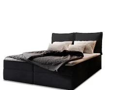 Lit Boxspring LENTE 160X200 CM LINCOLN 100, Noir, Lit avec matelas et rangement