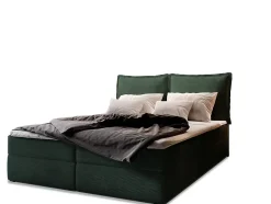 Lit Boxspring LENTE 180X200 CM LINCOLN 39, Vert foncé, Lit avec matelas et rangement
