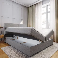 Lit Boxspring LONIS 160X200 CM SAWANA 14, Noir, Lit avec matelas et rangement