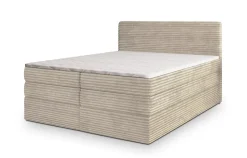 Lit Boxspring LUNERA 180X200 CM TILIA 03, Crème, Lit avec matelas et rangement