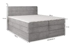 Lit Boxspring LUNERA 180X200 CM TILIA 03, Crème, Lit avec matelas et rangement